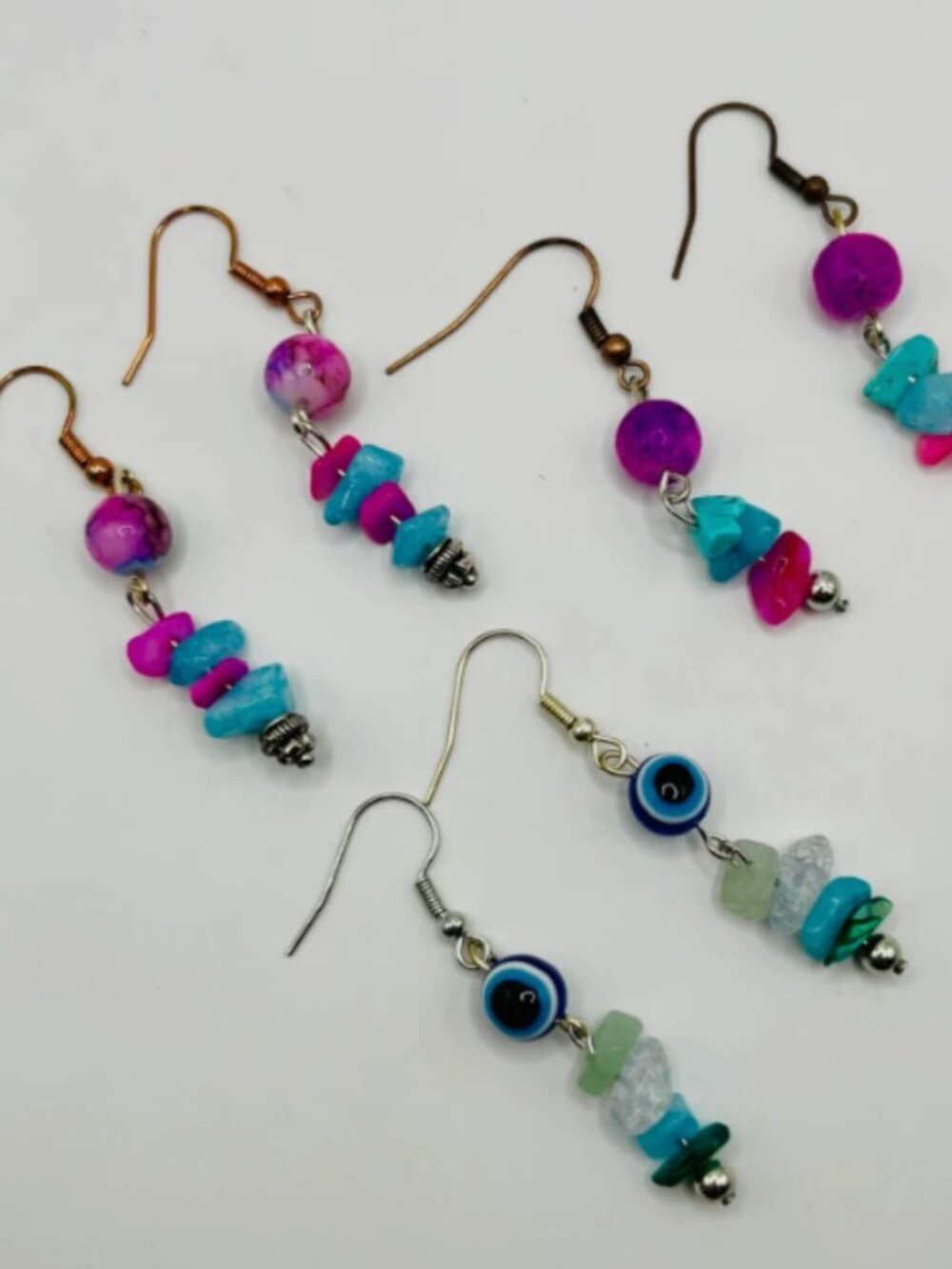 Set 12: 3pc Handmade Earring Set - #12 Boho Protection Crystal Trio